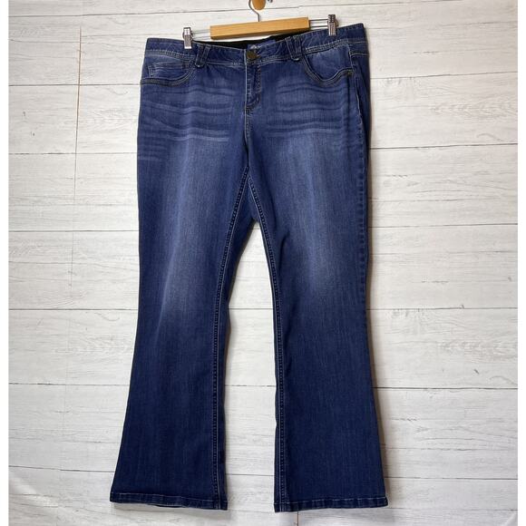 Democracy Jeans Womens Size 18W Blue Ab Solution Wide Flare Leg Cotton Blend - Picture 1 of 16